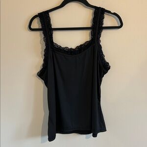 Plus - Black Lace Trim Tank Top - 4X 20